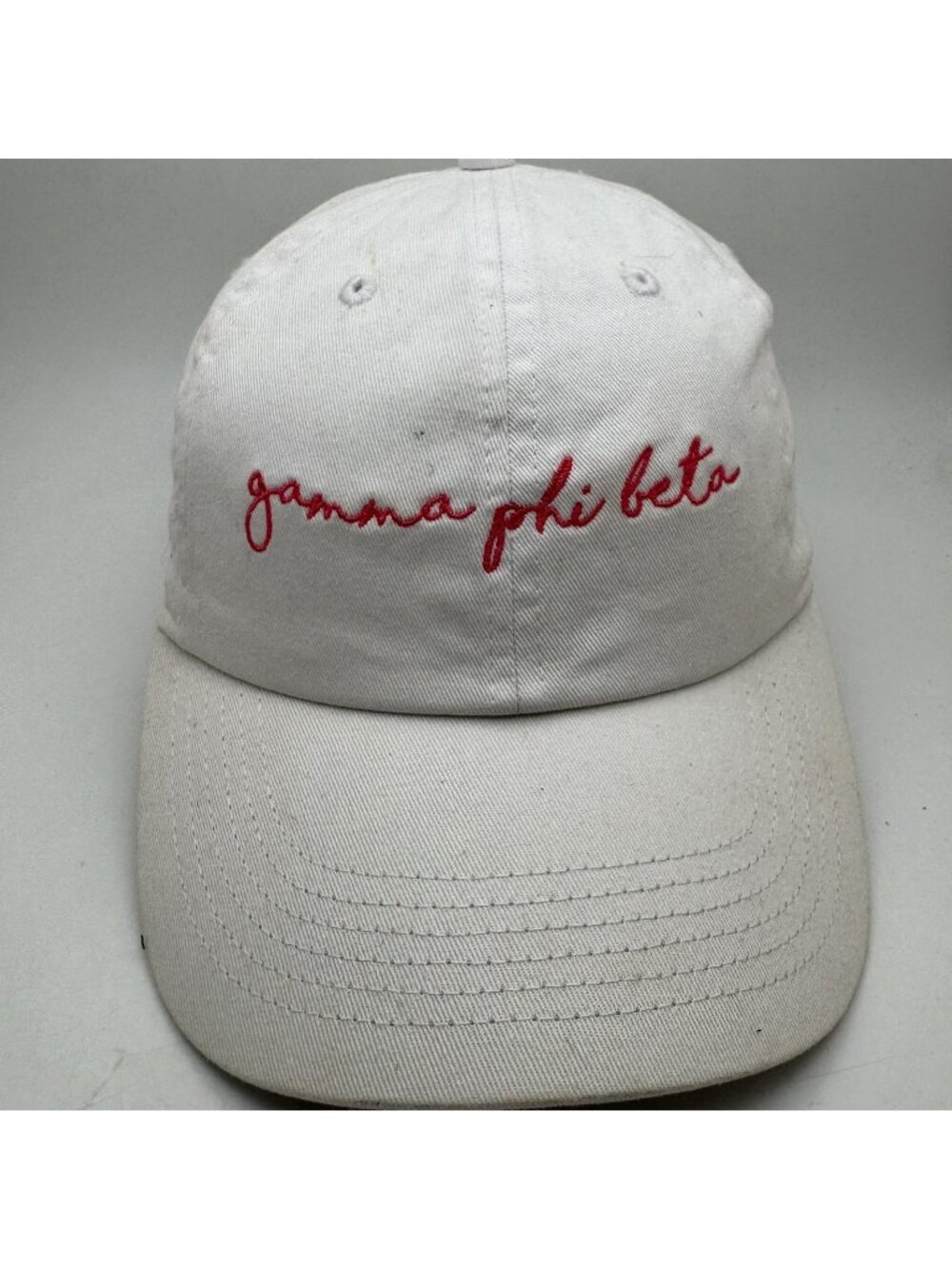 Newhattan Gamma Phi Beta Sorority Dad Hat Baseball Cap White Red Embroidered Adj